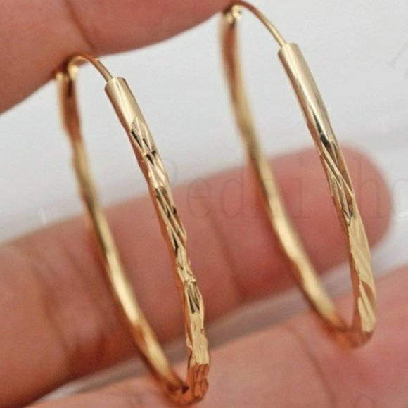 NEW 18k Gold Hoop Earrings - Picture 3 of 4